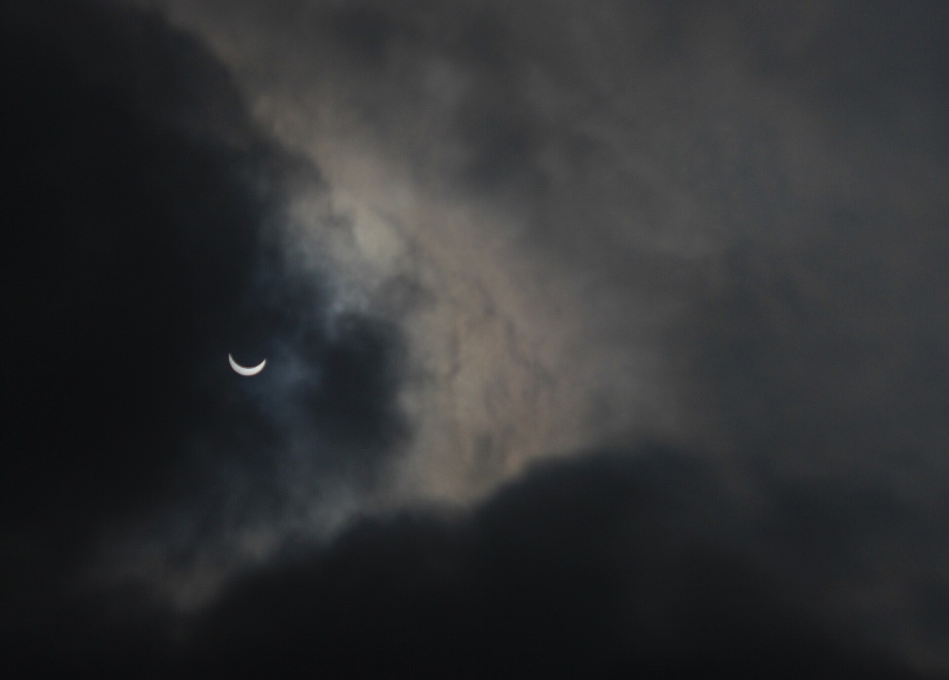 Partial solar eclipse through clouds