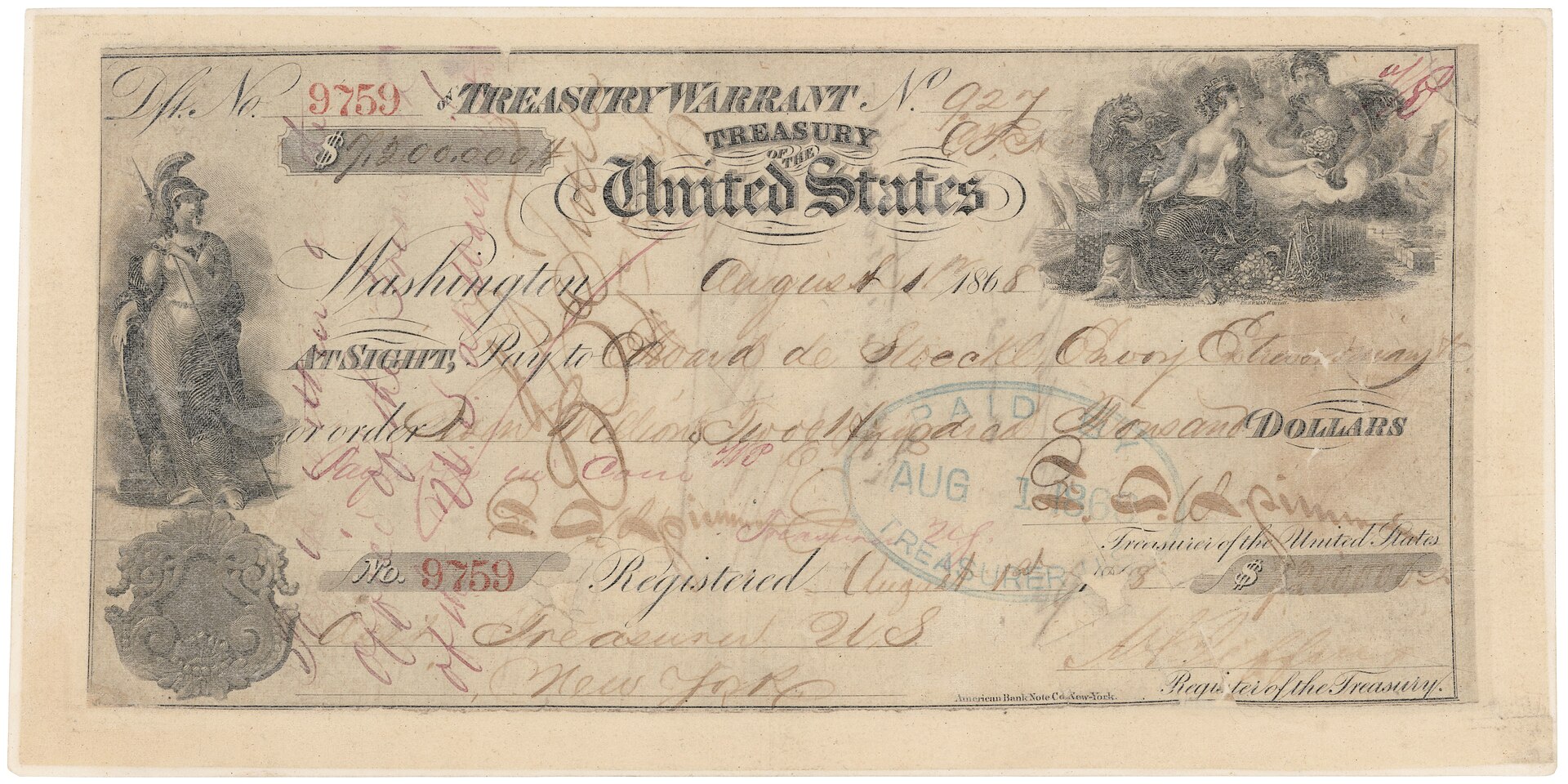 The original treaty document and warrant for the purchase of Alaska
