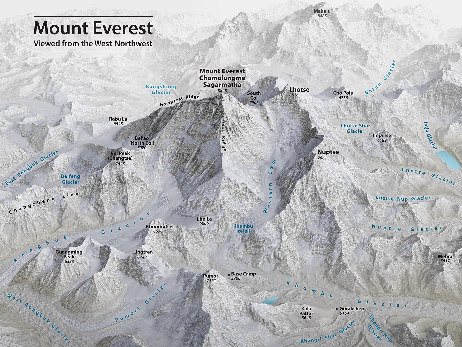 Topographical mapping of Mount Everest region