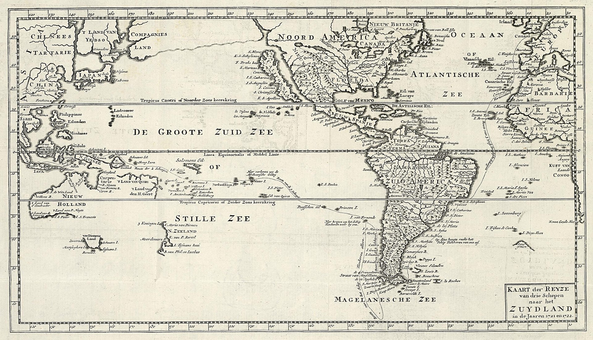 Map of the voyage to the South Land by Jacob Roggeveen